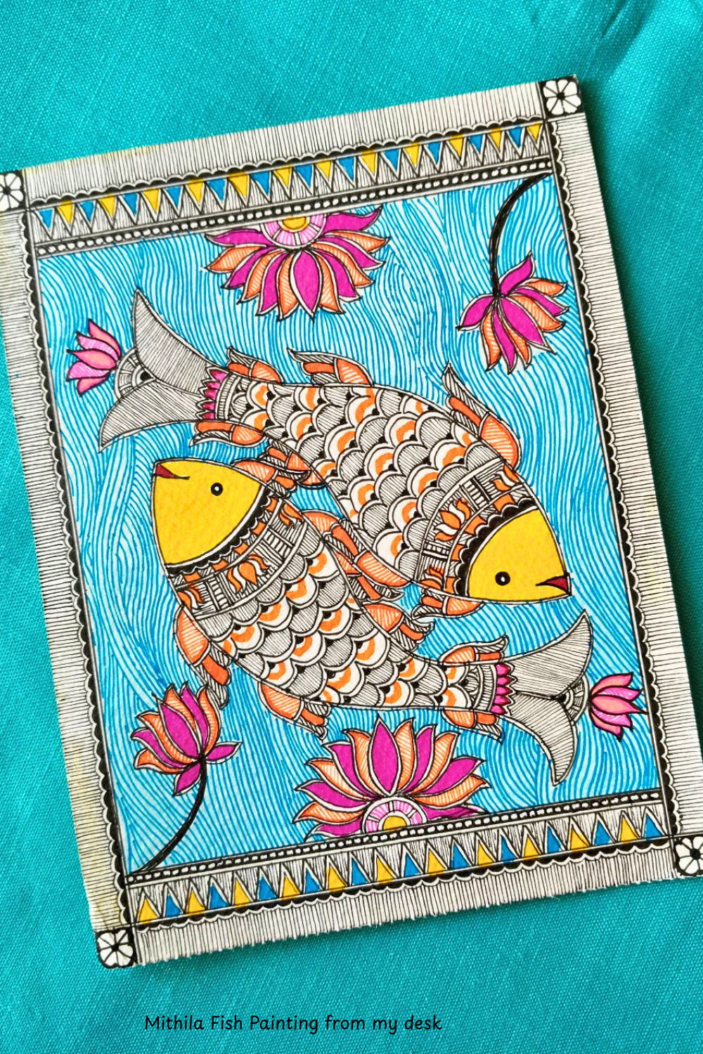 Mithila Fish Painting pin for Pinterest by RevArtTales
